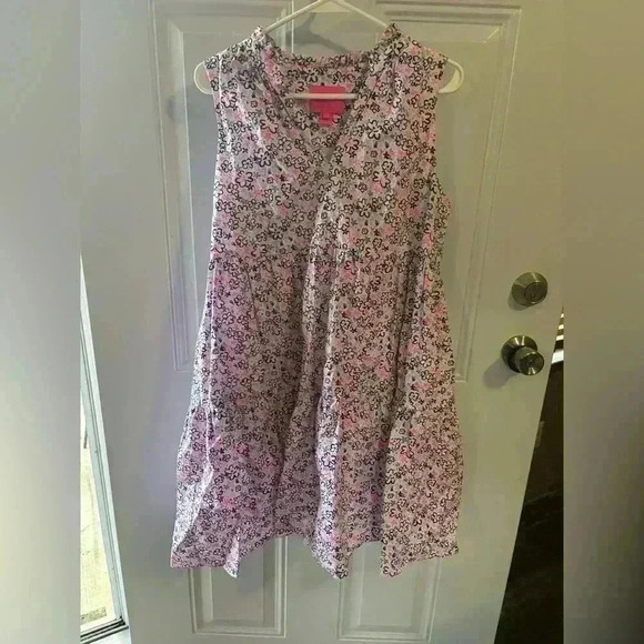 Lilly Pulitzer Womens Novella Tiered Dress Multi Fun Sun Repeat Ditsy Pockets L - Picture 2 of 10